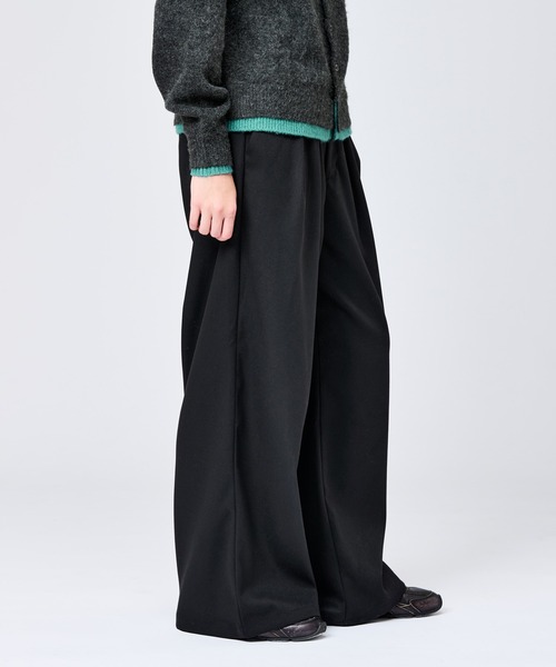 50s 黒！スラックス　ツータックダブル　日本製　hbtヘリンボーン　ブラック WETTEMPT スラックス FLANNEL WIDE 2 TUCK SLACKS / フランネルワイド