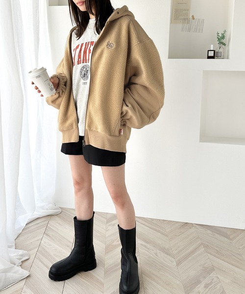 「Java」 ジップアップパーカー X-LARGE ベージュ レディースの画像2