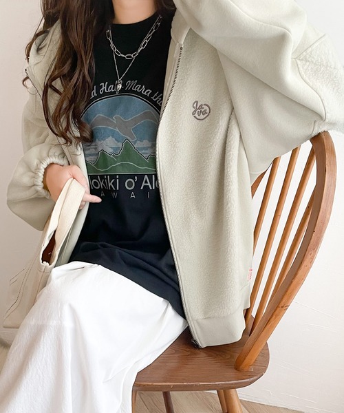 「Java」 ジップアップパーカー X-LARGE ベージュ レディースの画像4