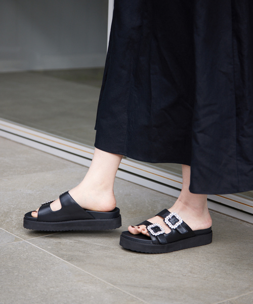 「SLOBE IENA」 フラットサンダル 24cm ブラック レディース_画像7