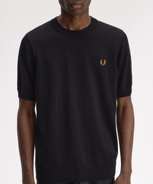 フレッドペリー サマーニット半袖ポロシャツ ブラック Sサイズ FRED PERRY（フレッドペリー） サマーニット セーター ニット Cotton
