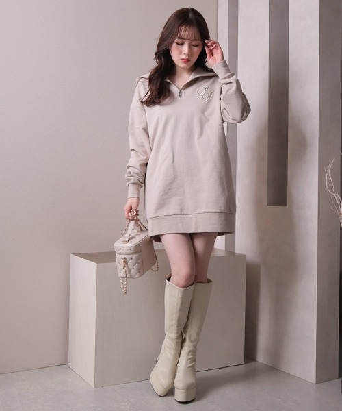 「LIPSERVICE」 長袖ワンピース FREE ベージュ レディース_画像9