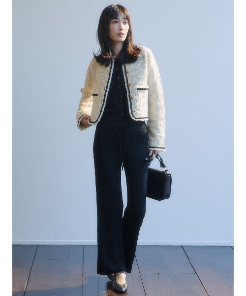 anuans（アニュアンス） カーディガン クラシカルノーカラーニット