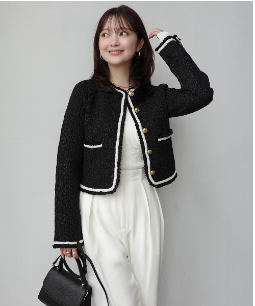 anuans（アニュアンス） カーディガン クラシカルノーカラーニット