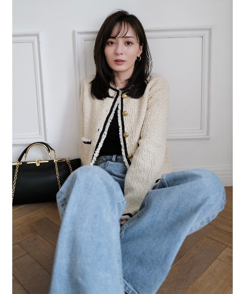 anuans（アニュアンス） カーディガン クラシカルノーカラーニット