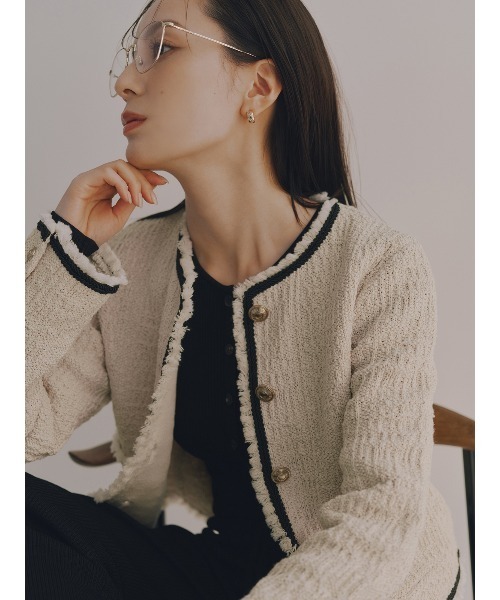 anuans（アニュアンス） カーディガン クラシカルノーカラーニット