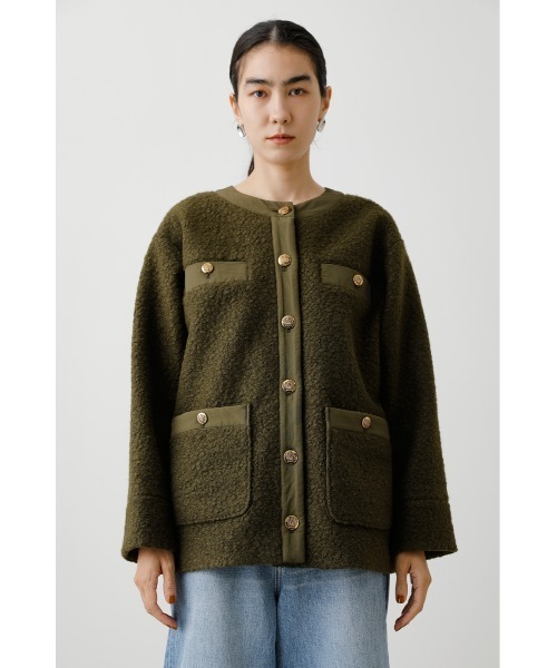 「crie conforto」 ツイードジャケット MEDIUM カーキ レディース_画像4