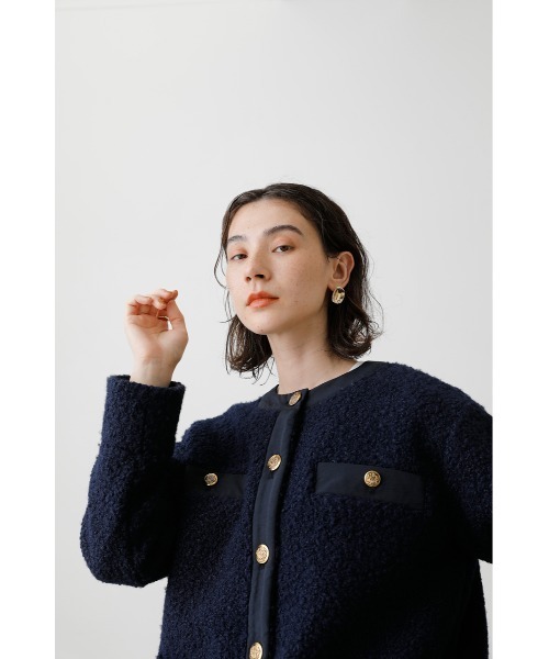 「crie conforto」 ツイードジャケット MEDIUM カーキ レディース_画像9