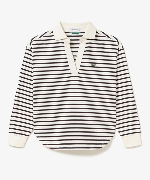 新品未使用 LACOSTE ラコステ ポロシャツ ボーダー サイズ5 XL相当 LACOSTE（ラコステ） ポロシャツ ポロ スキッパーネック ボーダー