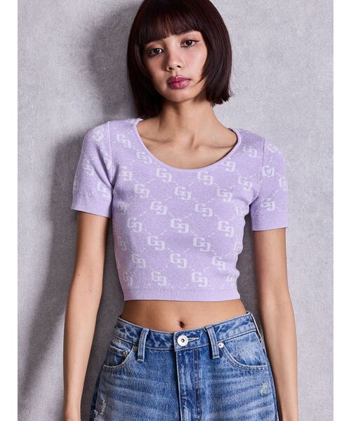 GYDA（ジェイダ） tシャツ 半袖 GG jacquardラメニットトップス