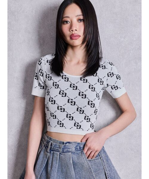 GYDA（ジェイダ） tシャツ 半袖 GG jacquardラメニットトップス