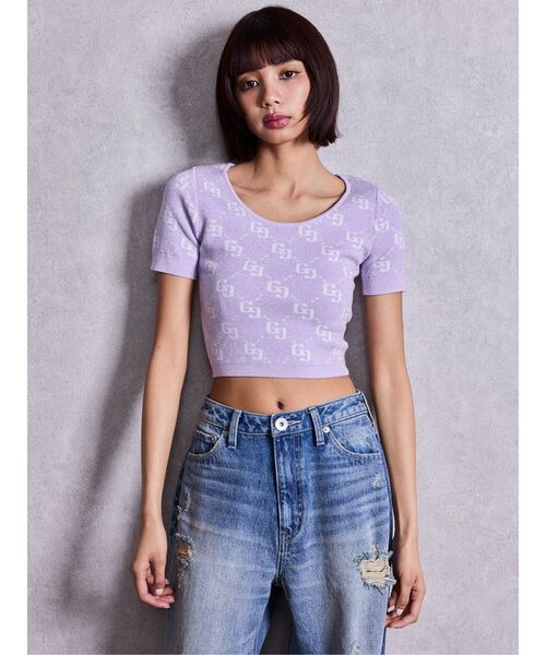 GYDA（ジェイダ） tシャツ 半袖 GG jacquardラメニットトップス