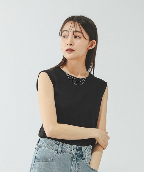 GUCCI✨水色 リネン ノースリーブ M　タンクトップ　トップス HeRIN.CYE タンクトップ ノースリーブ Asymmetry neck tank top