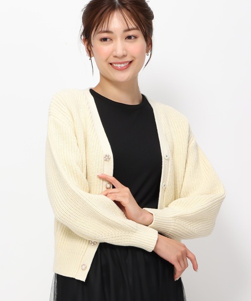 「MISCH MASCH」 ニットカーディガン フリ- グレー レディース_画像9
