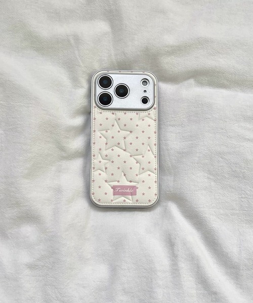 スマホケース 星柄 ドット キルティング フェイクレザー iPhone ケース
