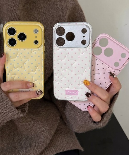 スマホケース 星柄 ドット キルティング フェイクレザー iPhone ケース