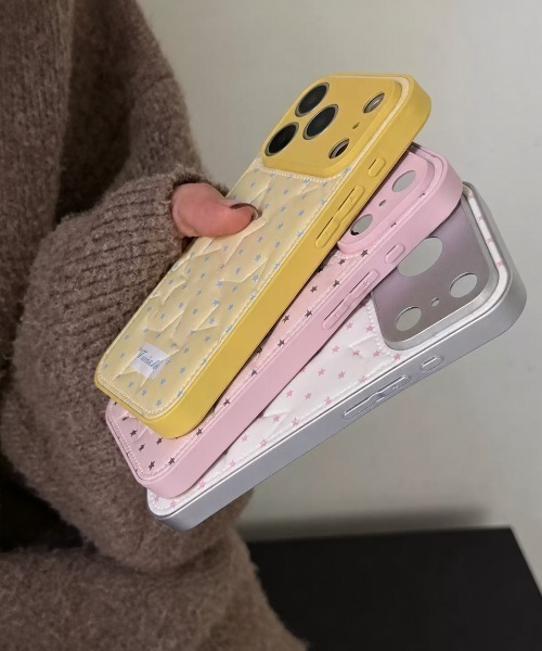 スマホケース 星柄 ドット キルティング フェイクレザー iPhone ケース