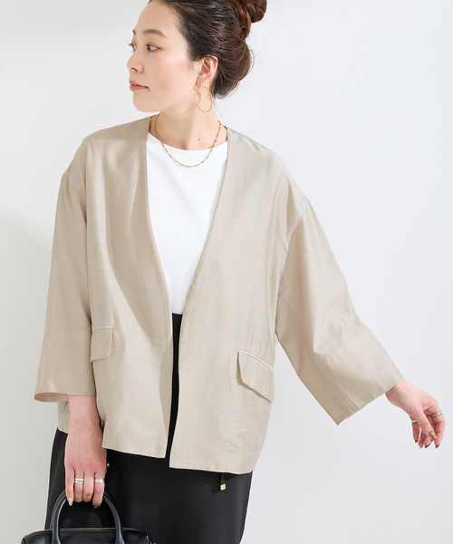 【poco a poco】B.C STOCKノーカラージャケット B.C STOCK（ベーセーストック） ジャケット ノーカラージャケット