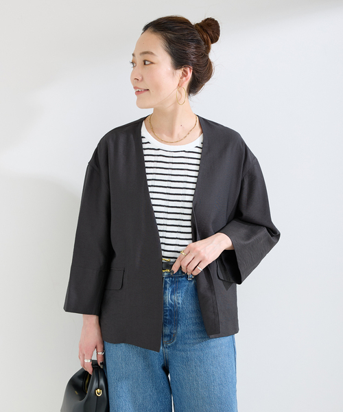 【poco a poco】B.C STOCKノーカラージャケット B.C STOCK（ベーセーストック） ジャケット ノーカラージャケット