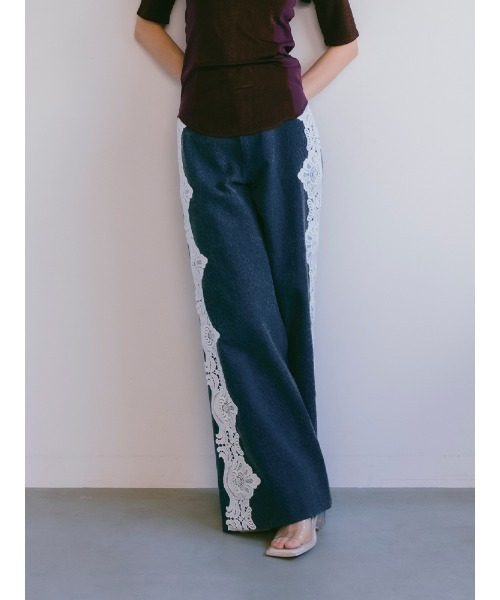 ジーンズ デニム デニムパンツ Side Lace Wide Denim｜サイドレースワイドデニムパンツ レディースの画像