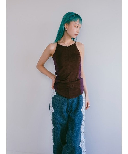 ジーンズ デニム デニムパンツ Side Lace Wide Denim｜サイドレースワイドデニムパンツ レディースの画像