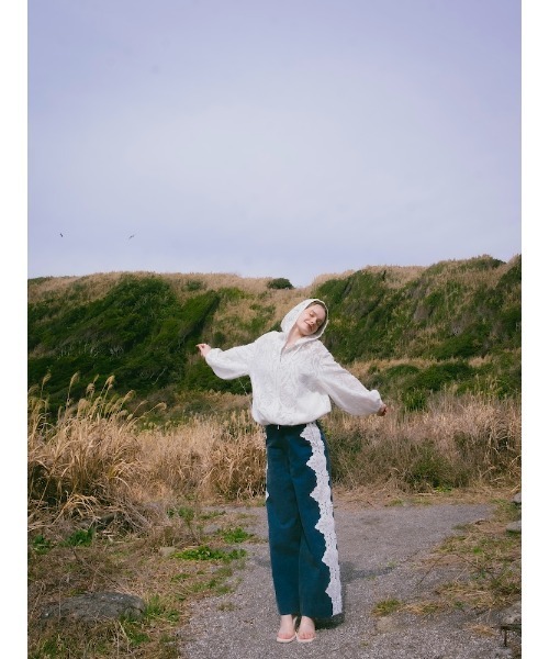 ジーンズ デニム デニムパンツ Side Lace Wide Denim｜サイドレースワイドデニムパンツ レディースの画像