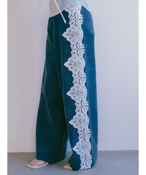 ジーンズ デニム デニムパンツ Side Lace Wide Denim｜サイドレースワイドデニムパンツ レディースの画像