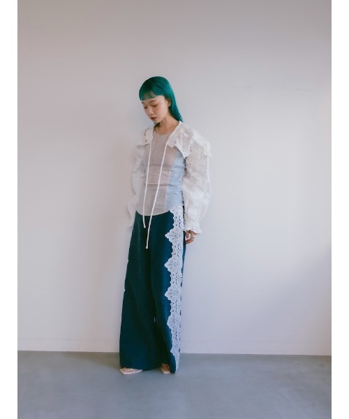 ジーンズ デニム デニムパンツ Side Lace Wide Denim｜サイドレースワイドデニムパンツ レディースの画像