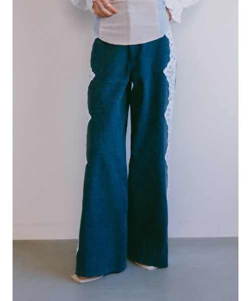 ジーンズ デニム デニムパンツ Side Lace Wide Denim｜サイドレースワイドデニムパンツ レディースの画像