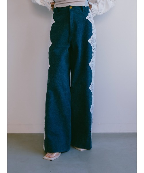 ジーンズ デニム デニムパンツ Side Lace Wide Denim｜サイドレースワイドデニムパンツ レディースの画像