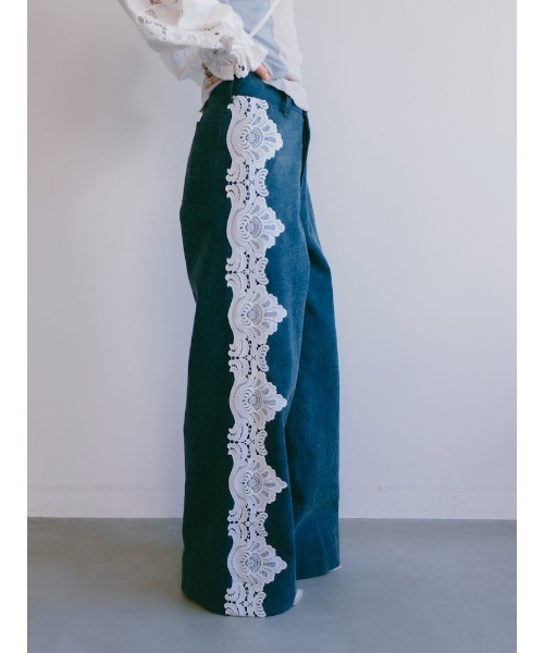 ジーンズ デニム デニムパンツ Side Lace Wide Denim｜サイドレースワイドデニムパンツ レディースの画像