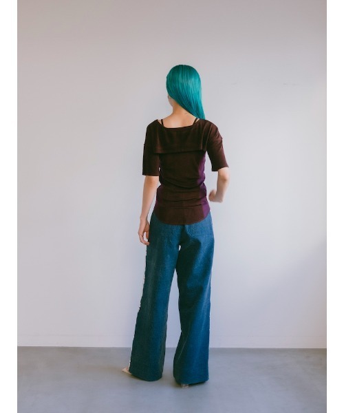 ジーンズ デニム デニムパンツ Side Lace Wide Denim｜サイドレースワイドデニムパンツ レディースの画像