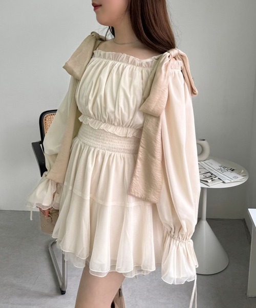 「one after another NICE CLAUP」 長袖ワンピース FREE グレー レディース_画像4