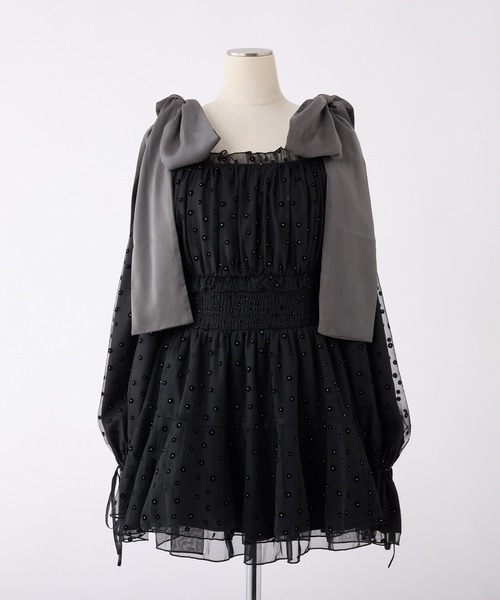 「one after another NICE CLAUP」 長袖ワンピース FREE グレー レディース_画像6