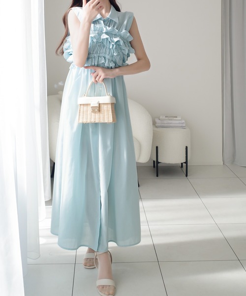 「mily bilet」 シャツワンピース MEDIUM サックスブルー レディース_画像4