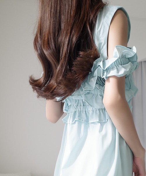 「mily bilet」 シャツワンピース MEDIUM サックスブルー レディース_画像8