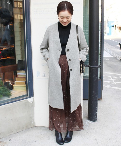 SLOBE IENA ニューイングランドラム Vネックノーカラーコート