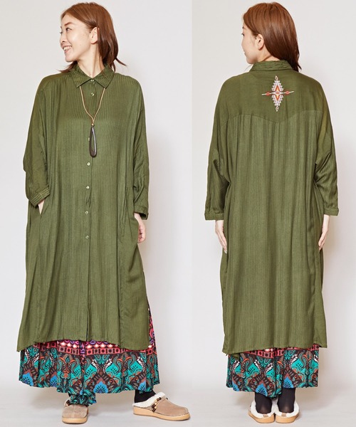 ワンピース シャツワンピース チャイハネ バック刺繍ロングシャツワンピース Zozotown Paypayモール店 通販 Paypayモール