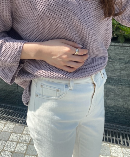 【anuans】セミフレア カットオフ デニム パンツ BLUE サイズ0 アニュアンス anuans セミフレアカットオフデニムパンツ （BLUE） -靴