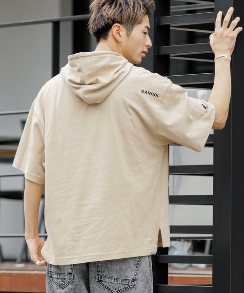 AMERI ルーズカットオフパーカー KANGOL パーカー × A.S.M コラボ 16/- USAコットン オーバー