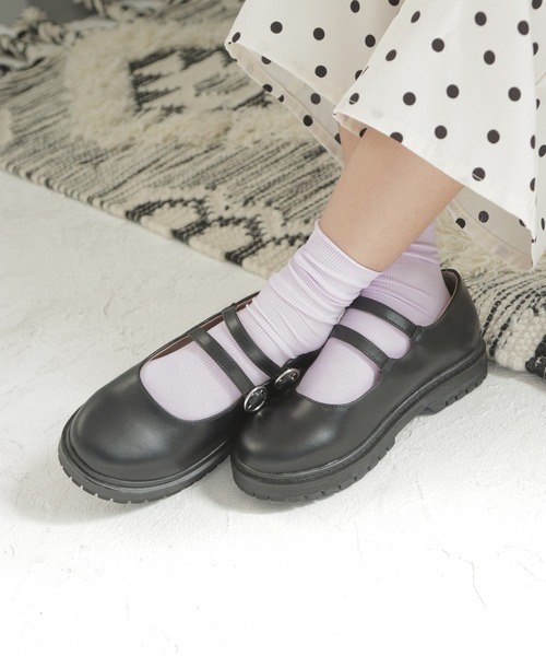 SOROTTO（ソロット） バレエシューズ ダブルストラップ 軽量厚底