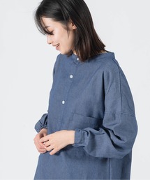 #24358 ichie　ハルソラタンかっぽう着オーダー SHEER PARTS OPEN COLLAR SHIRT — aulaaila