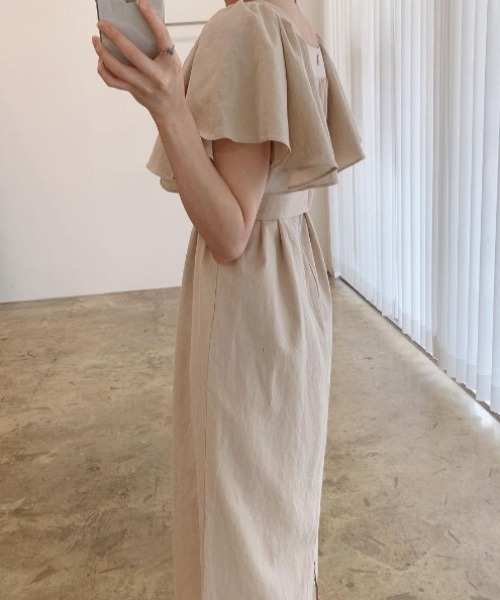 deux amour ワンピース ボリュームスリーブウエストベルト付きリゾート