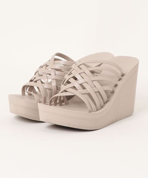 【サマーレザー編み】ALDO フラットサンダル リゾート向き 快適 San-ai Resort 三愛水着楽園 サンダル レザーライク編みサンダル