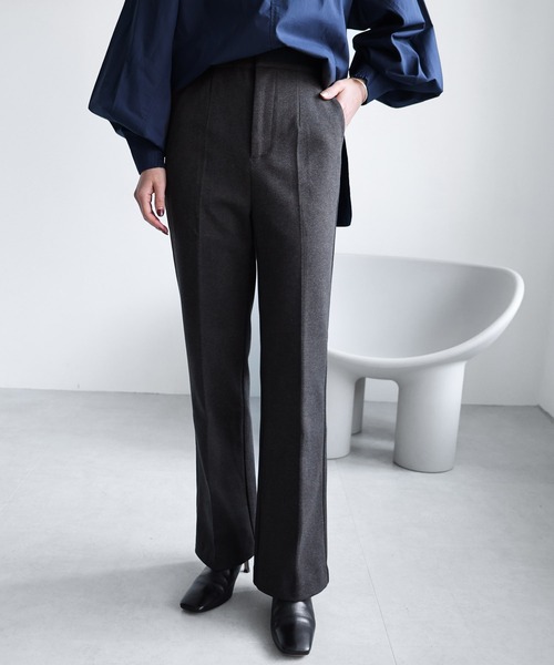 evernavy パンツ ウール調ポンチフレアパンツ レディース : ZOZOTOWN