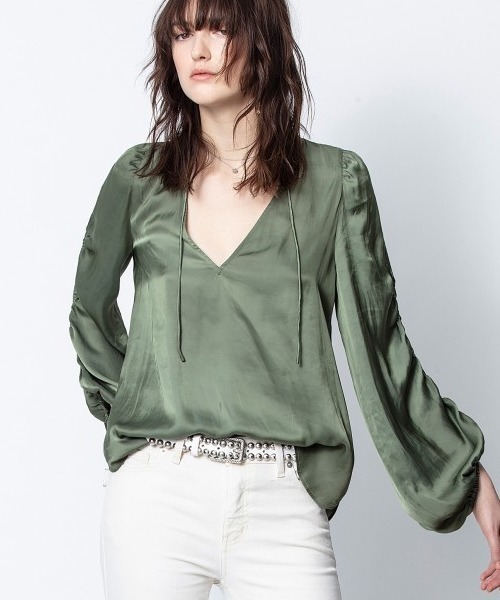 「ZADIG&VOLTAIRE」 長袖ブラウス L カーキ レディース