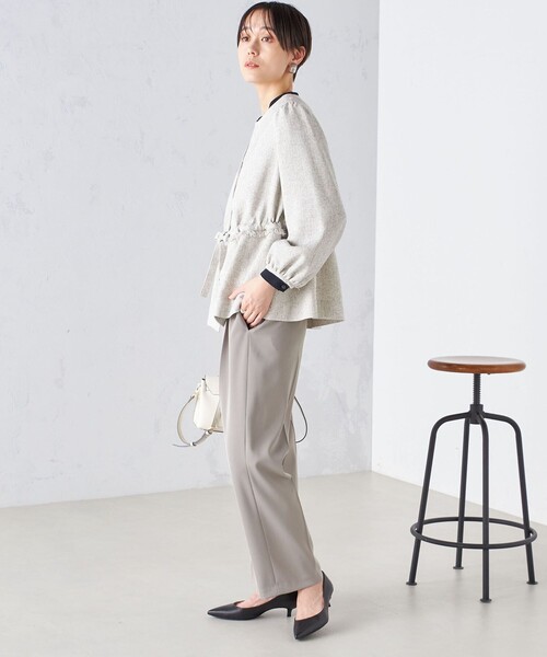 SHIPS（シップス） ジャケット ノーカラージャケット ウエスト リボン