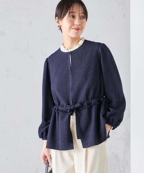 SHIPS（シップス） ジャケット ノーカラージャケット ウエスト リボン