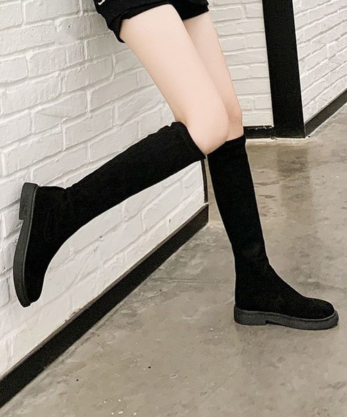 黒スエードロングブーツ 23cm STYLEBLOCK ブーツ スエードロングブーツ レディース : ZOZOTOWN