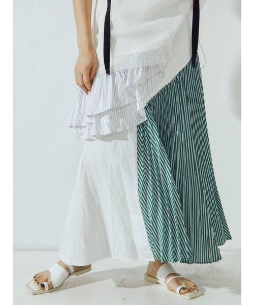 UN3D.」 プリーツスカート 38 ホワイト レディース : 81100322  